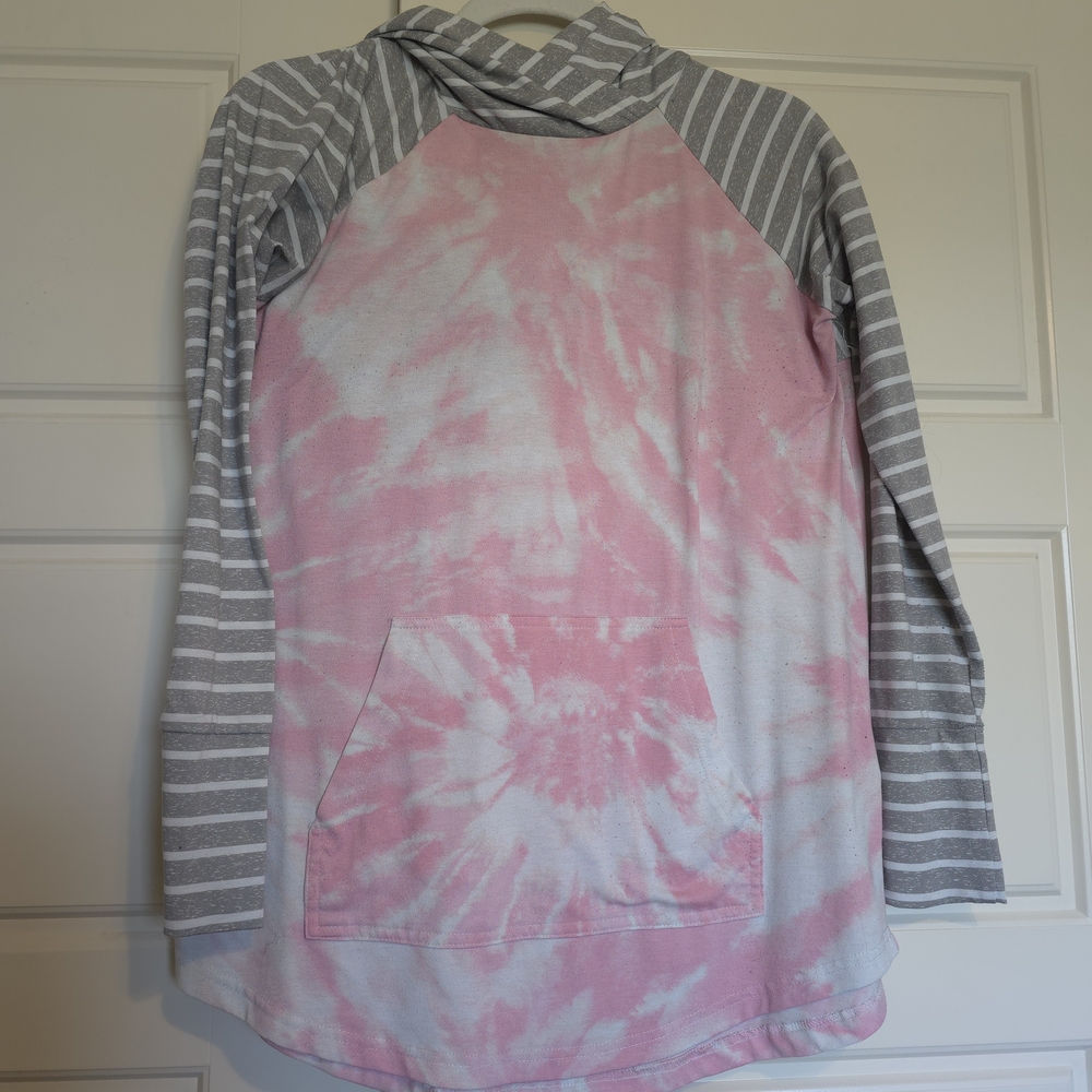 Pink and Gray Tie-Dye Hoodie